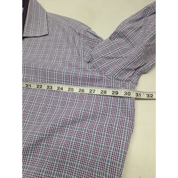 Bristol & Bull Mens Button Front Shirt white Purple Plaid Contrast Collar Sz 3XL - Picture 5 of 9